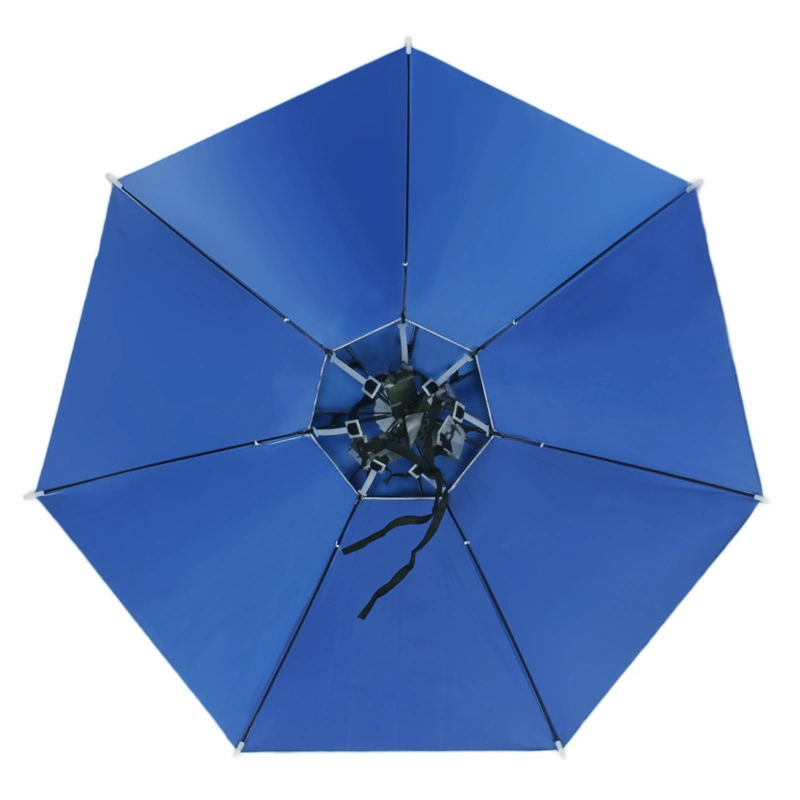 Tête de chapeau en double tissu, revêtement argent anti UV, bleu bon marché Logo personnalisé pour les employés de plein air parapluies chapeau de tête de navire de jardin Parasols de jardin à offrir