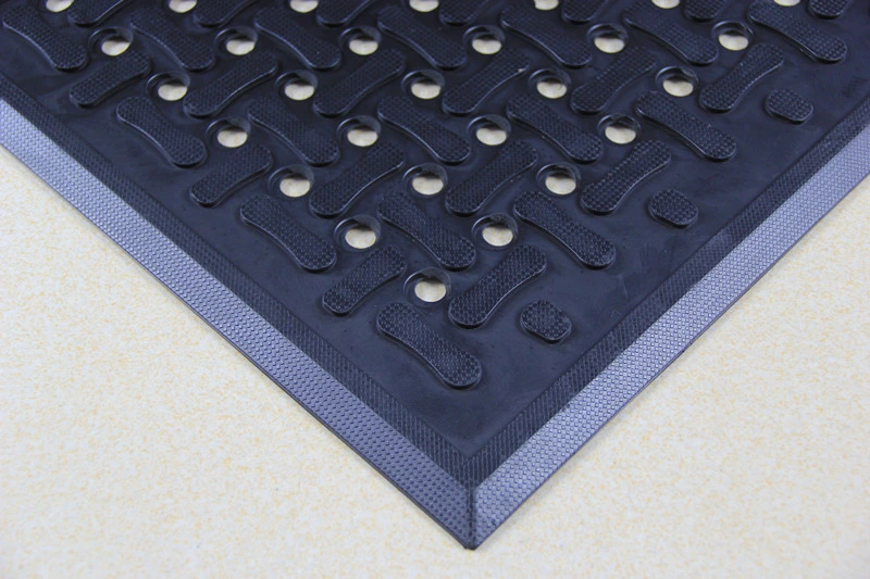 Black Brown Rubber Scraper Bone Mat 3X5FT, 1/2'' Thick Rubber Drainage Mat with Edge