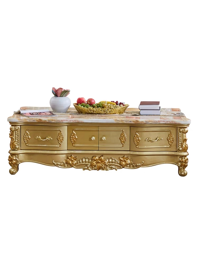 Royal Gold Edge Home Decoration Wooden Living Room Furniture Coffee Table