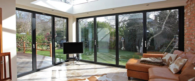 Security Exterior Double/Triple Double Glazed Patio Doors Glass Folding Screen Door Aluminum Bifold Door