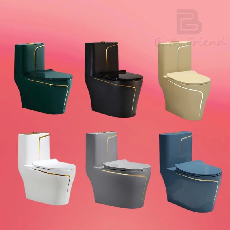 Green Gold Toilet Basin Set One Piece Commode Bathroom Water Closet Ceramic Green Urinal Toilet Set