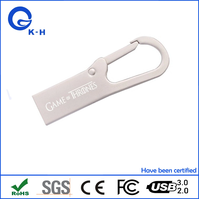 Benutzerdefinierte Logo Hook Form Metallic USB-Flash-Laufwerk Schlüssel