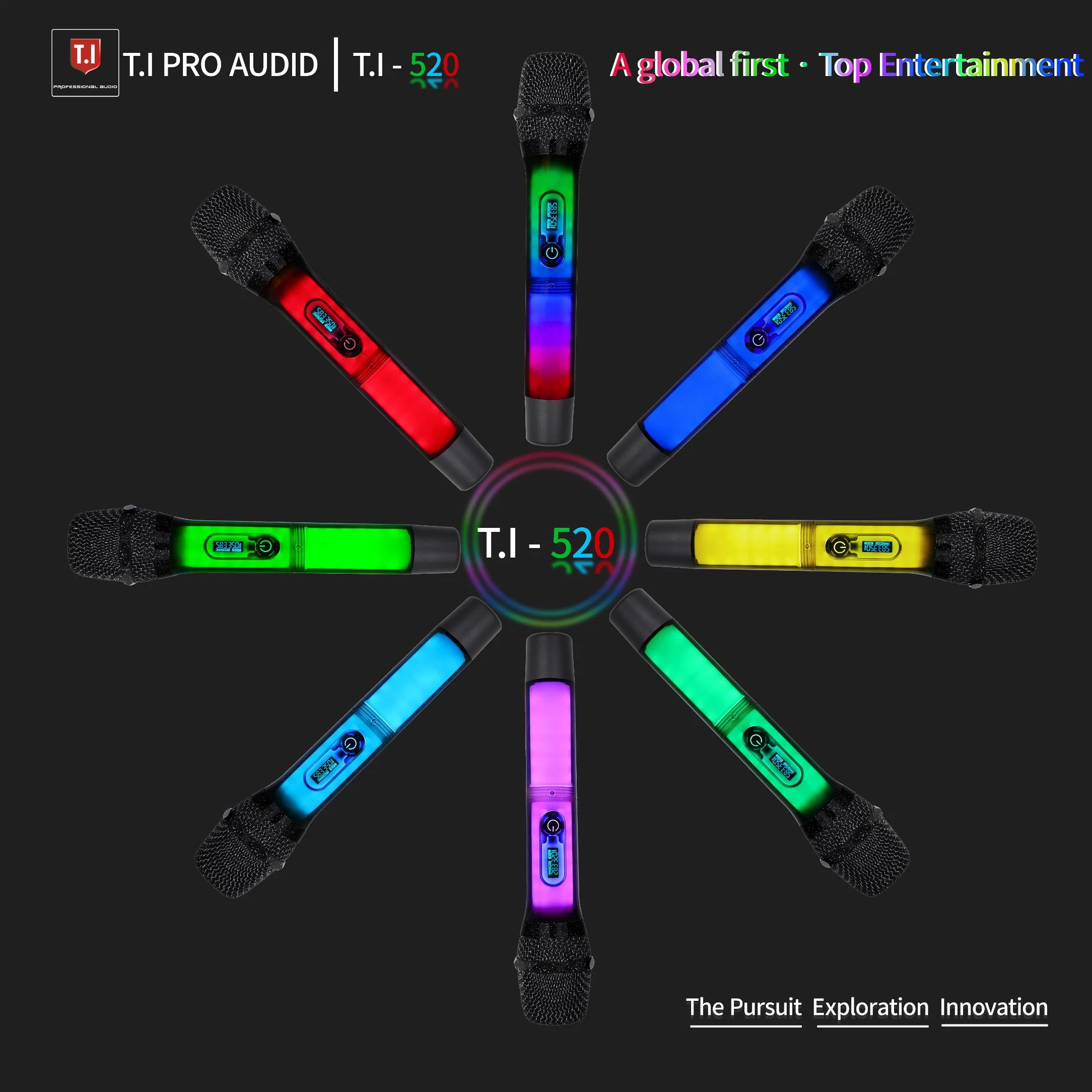 T. I PRO Audio Headset Microphone Professional 8 Color Changeable Light-Emitting Microphones