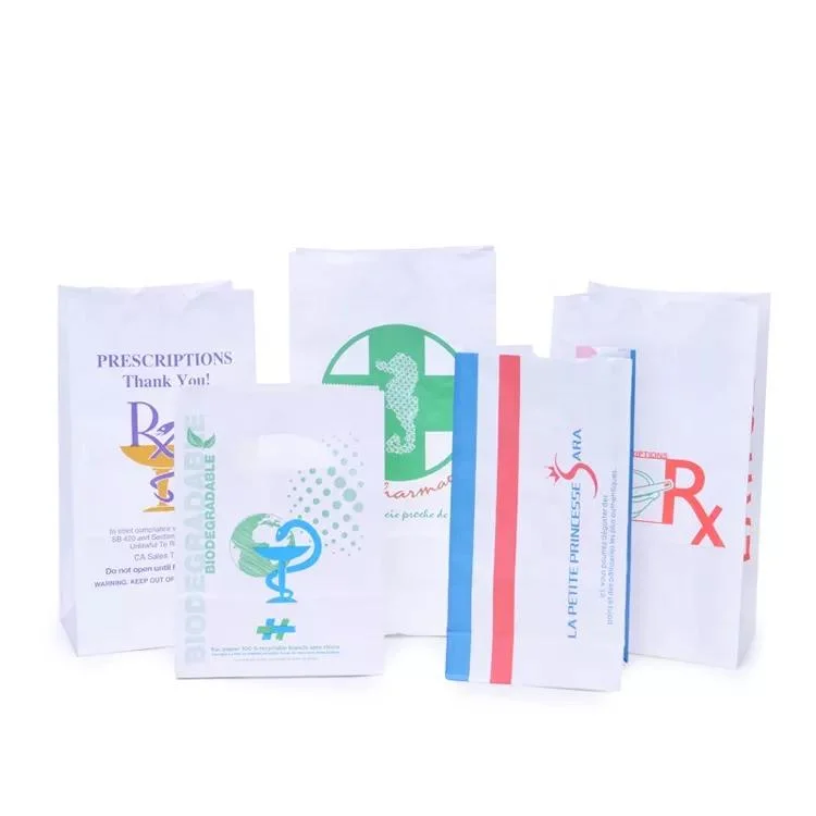 Recyclable Custom Printed Waterproof Pharmacy Medical Sickness Kraft Paper Bags