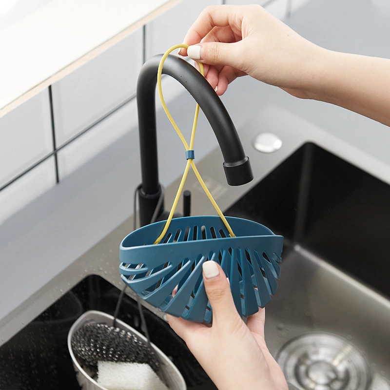 Creative Shell Type Plastic Drain Basket Sponge Dish Towel Storage Basket with Sling