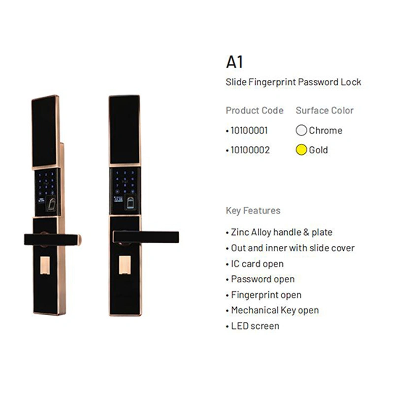 Semi-Automatic Zinc Alloy Fingerprint Sliding Cover Smart Door Lock