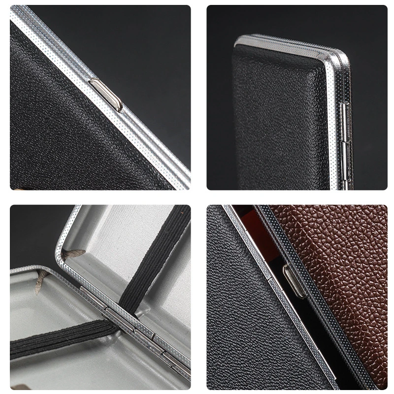 Ea177 Slim Metal Waterproof Leather Personalized Box Custom Cases Waterproof Metal Vintage Holder Luxury Cigarette Case