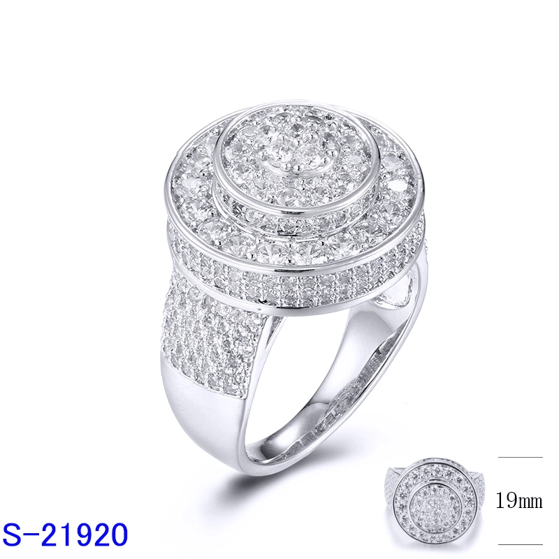 Factory Hotsale 925 Sterling Silver Fashion Hip Hop Pop Jewelry Micro Pave Cubic Zirconia Ring for Men