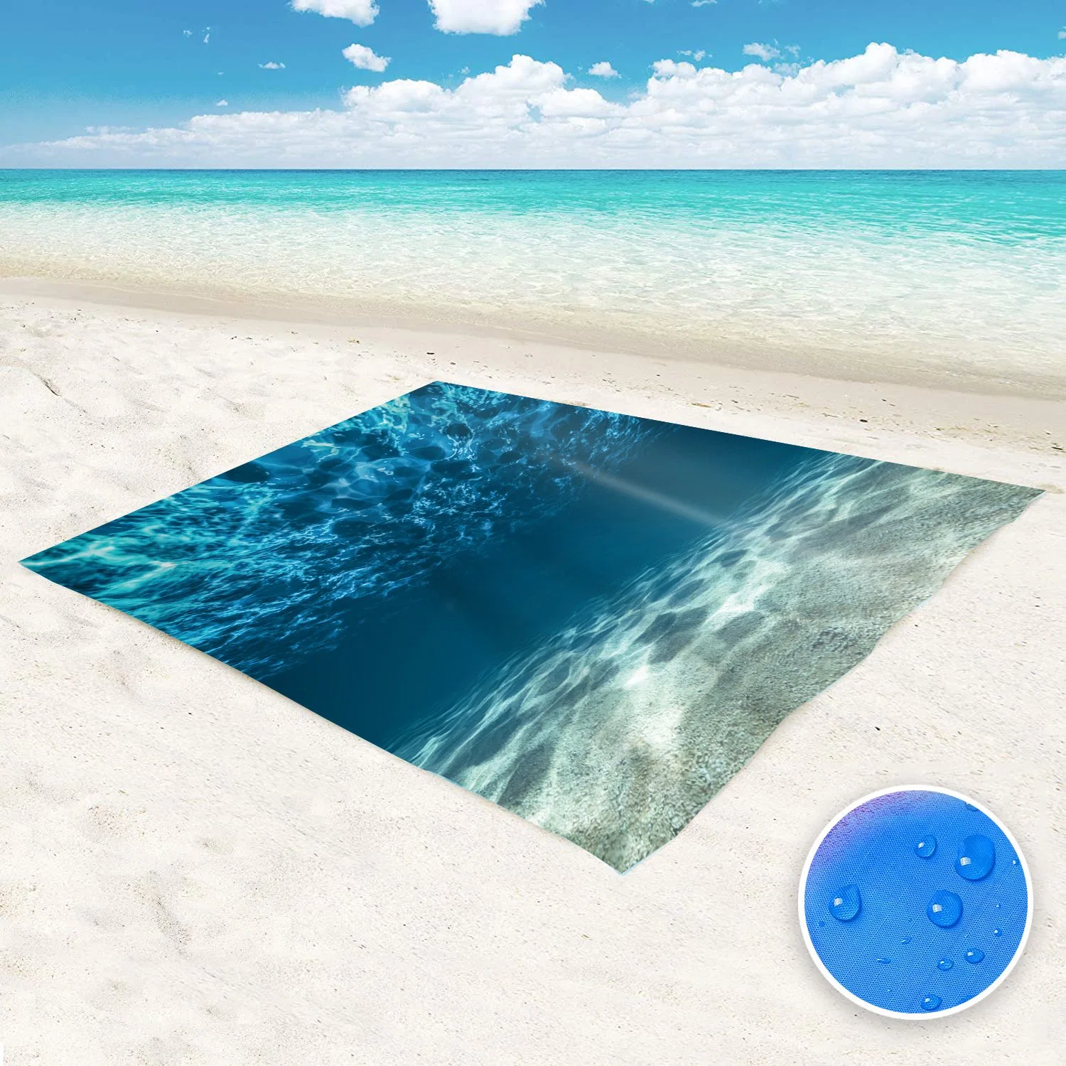 Outdoor Portable Lightweight Waterproof Sand Free Beach Pocket Blanket Folding Sand Proof Beach Mat for Camping Hiking