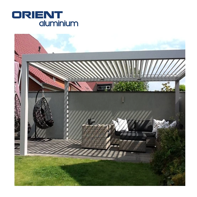 Orient High quality/High cost performance  Outdoor Remote Control Louvered Roof Gazebo Used Arches Arbours Pergolas Aluminium Kits Retractable for Sale China Supplier