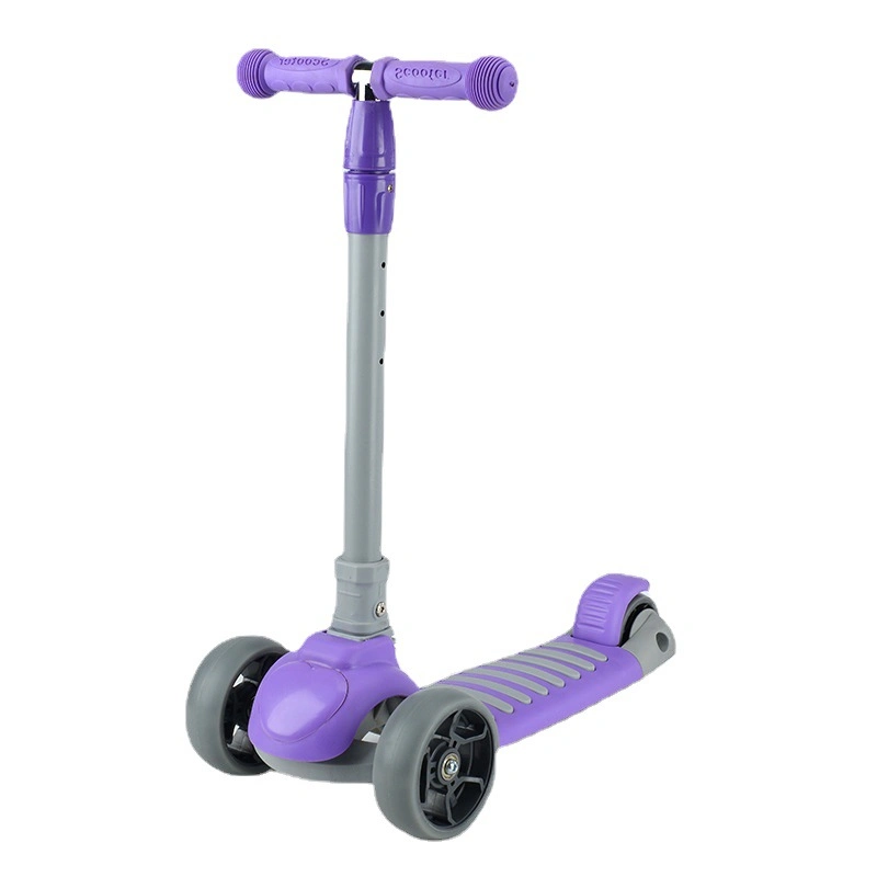 Los niños de 3 ruedas plegable Kick Multi-Colors Scooter con luz de flash y PU