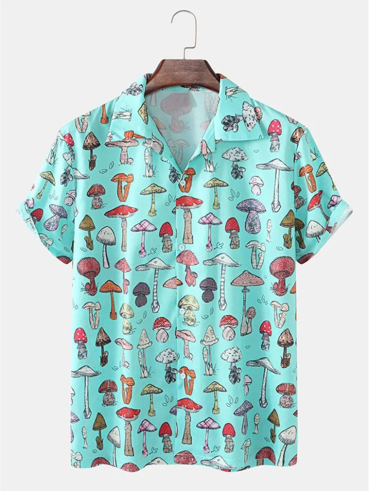 Full Print Men's Shirt Button up Short Sleeve Shirt and Shorts Sets Matching Breathable Fashion Casual Hawaii Shirt Man