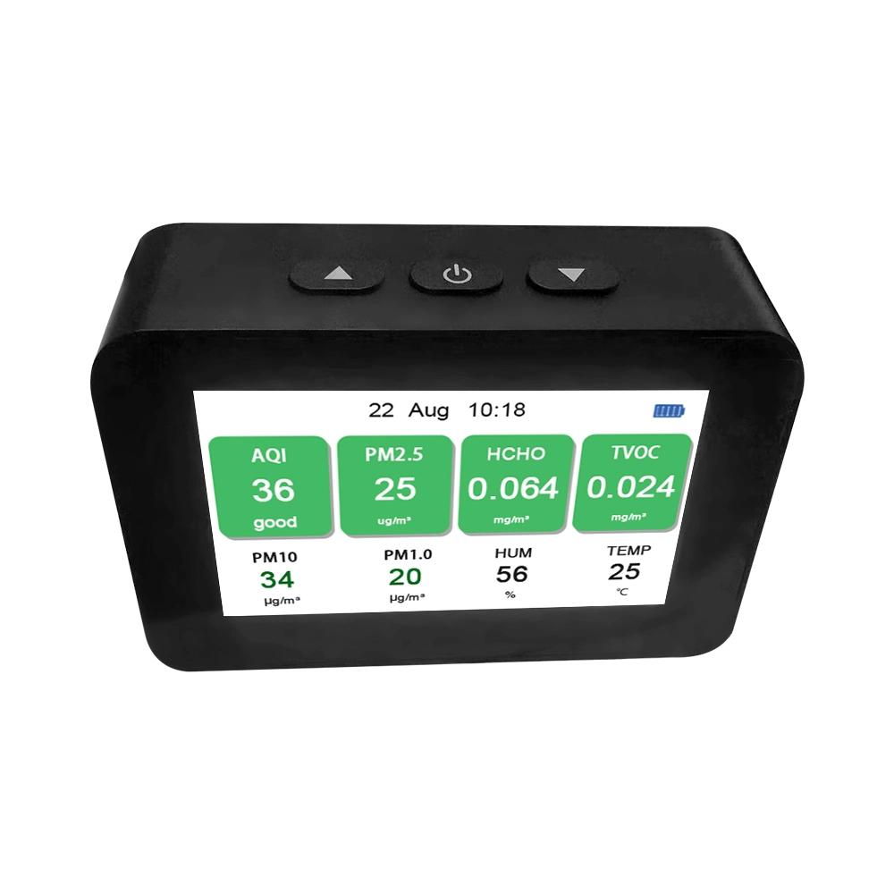 Rendimiento de alta calidad/alto costo 9 en una fábrica de suministro directamente Li-Battery recargable 2000mAh pm2,5 formaldehído Dispositivo de control de calidad del aire