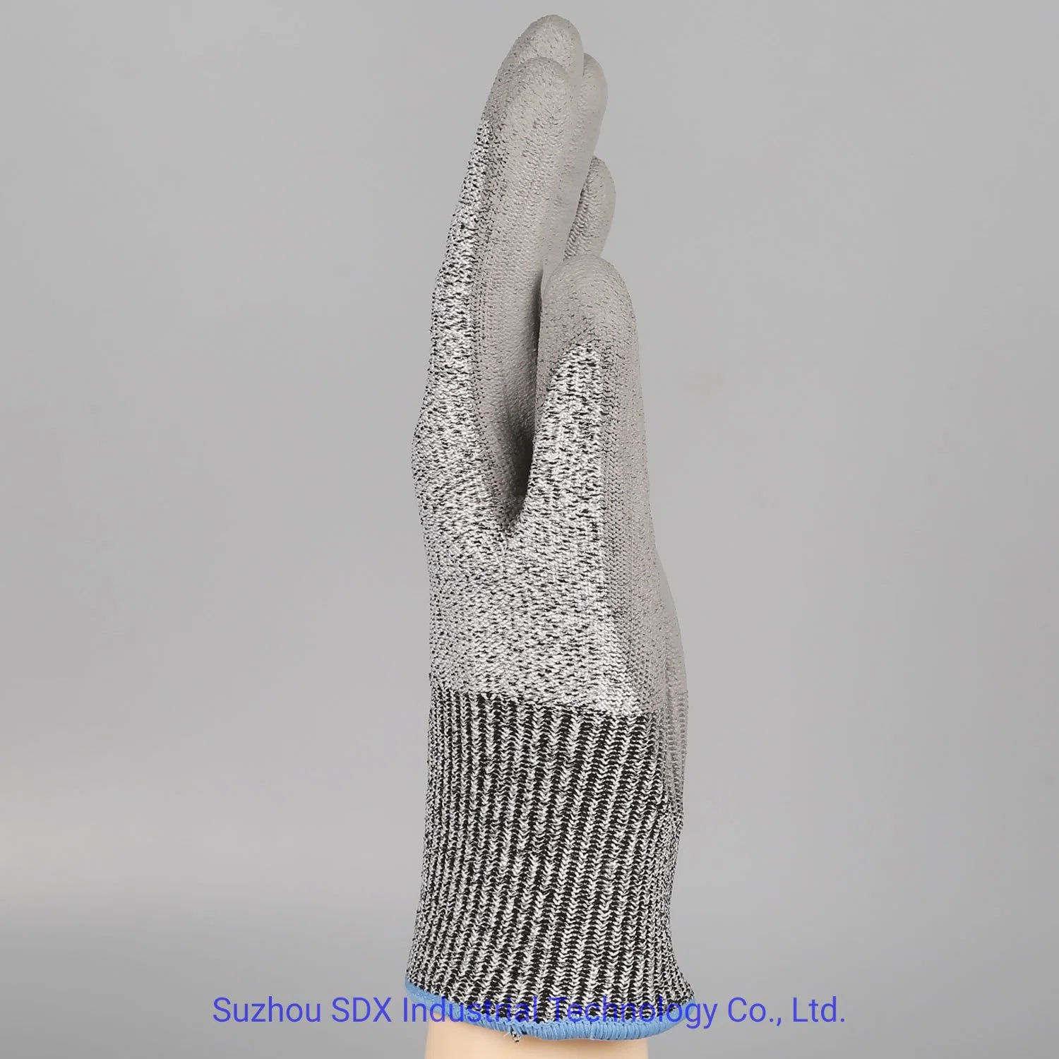 Resistant Cut Gloves 13G Hppe Knitted Liner Palm Coated Gray PU Anti Cut Glove for Glass Industry