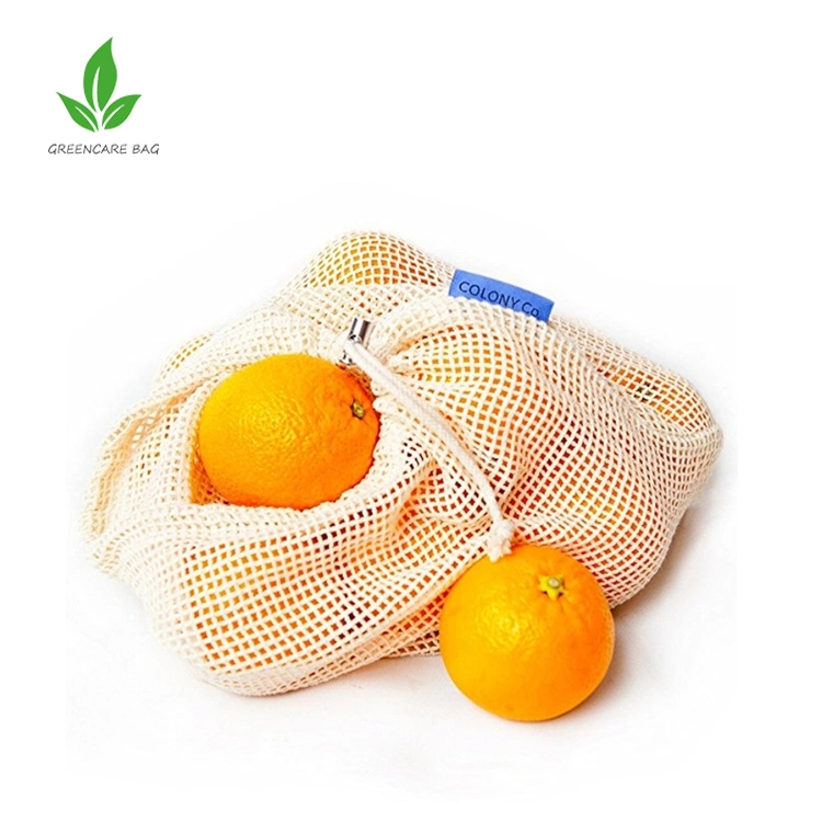 Reusable Eco Friendly Grocery Bag Shopping Net Produce Organic Cotton Mesh Fruit Bag