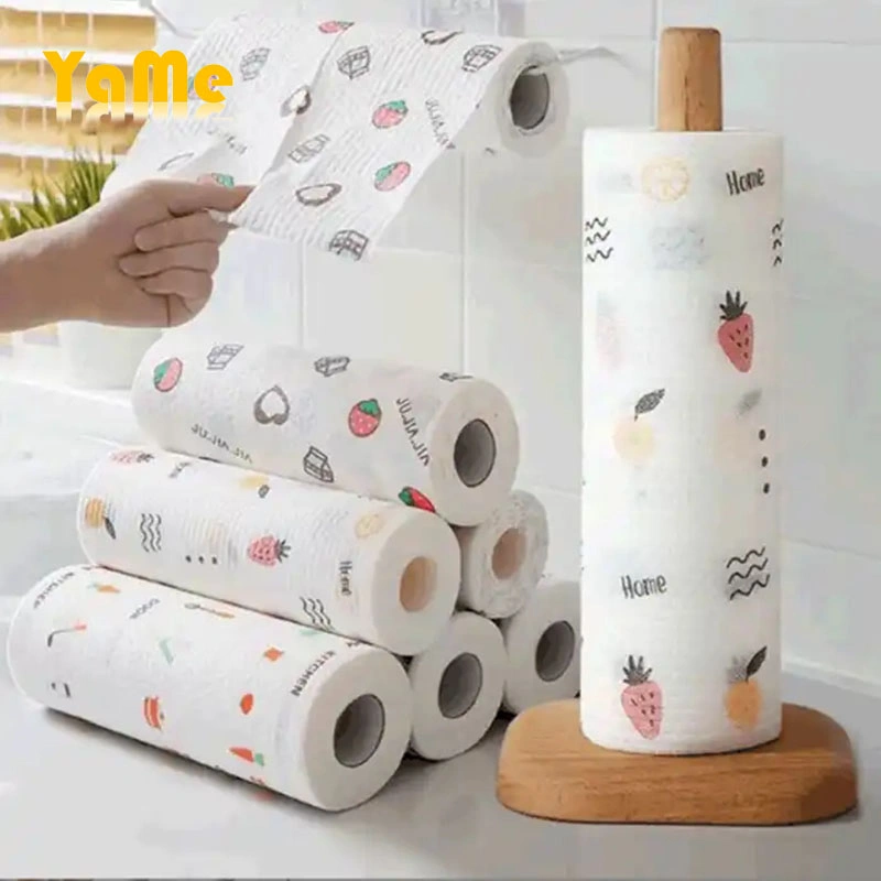 Wholesale/Suppliers Hot Virgin Pulp Embossed Kitchen Tissue Paper Roll, Strong Water Absorption Soft Bamboo Printed Kitchen Towel Paper