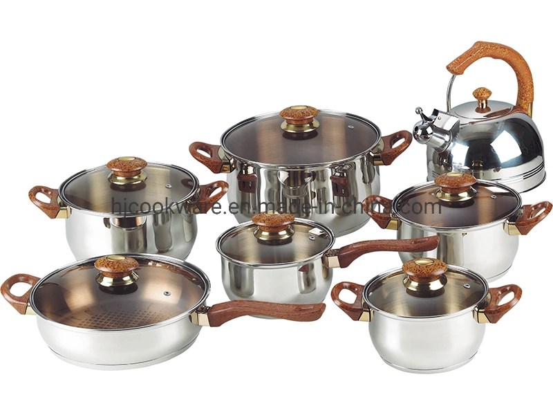 Hot Sale Kitchen Utensils Dessini Cooking Pot Kettle 14PCS Stainless Steel Cookware Set