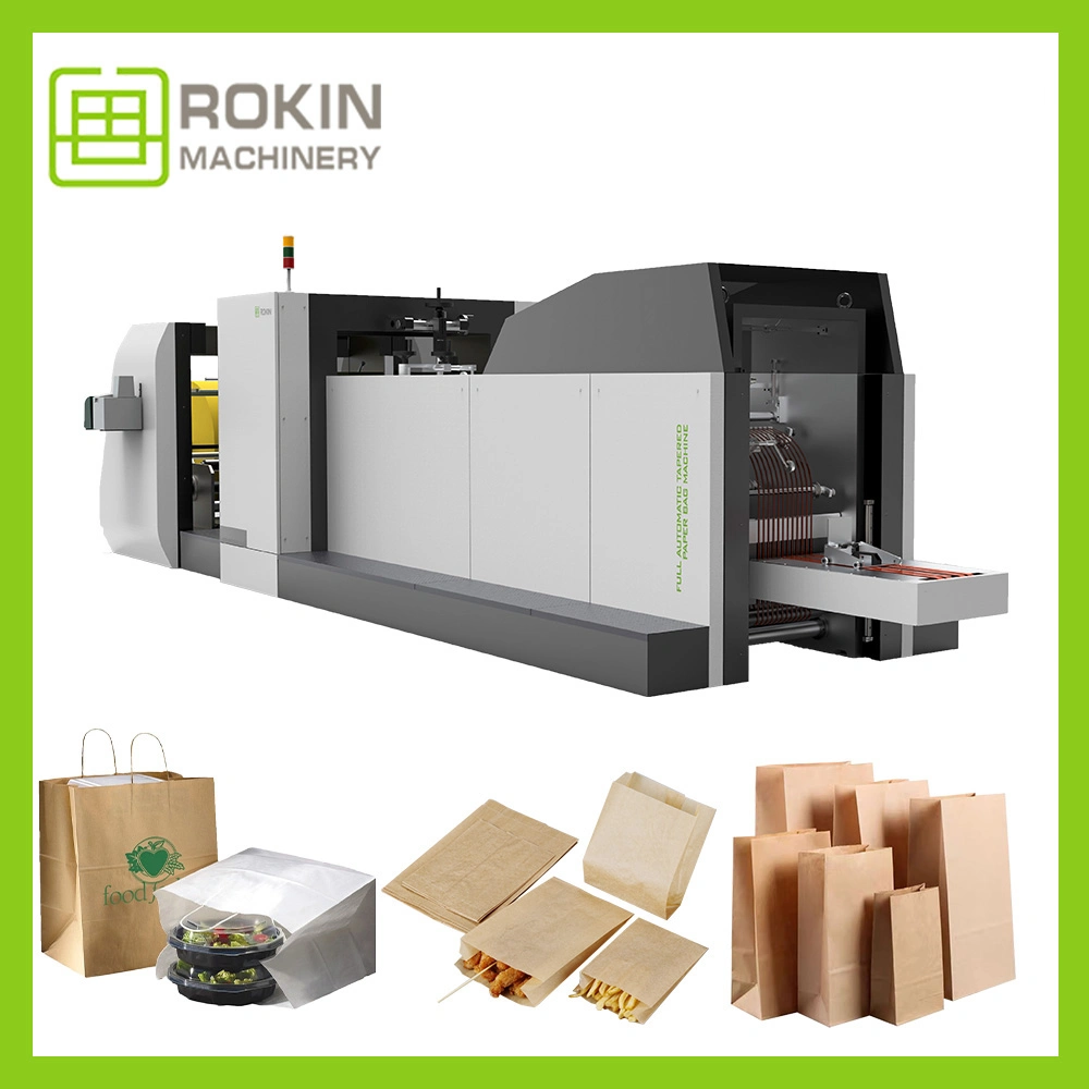 Rokin Biodegradable Paper V Bottom Paper Carry Bag Production Machine