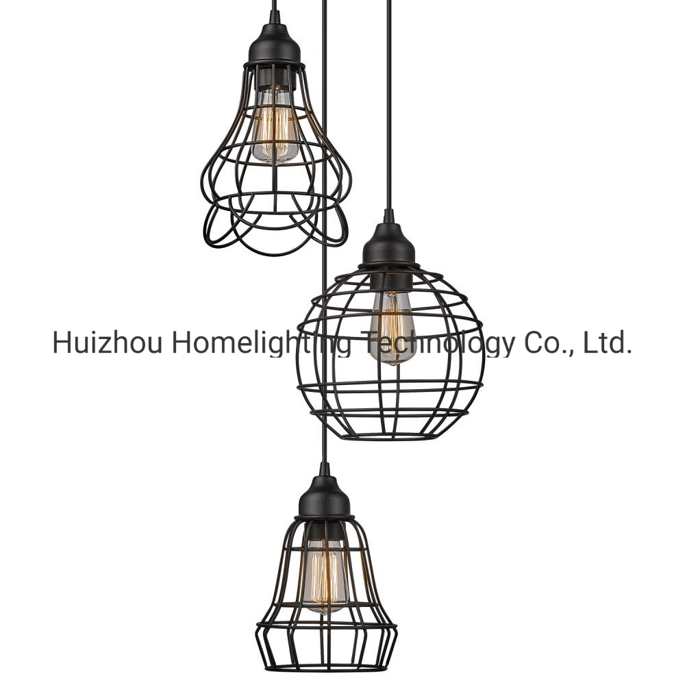 Jlc 6309 3-Light Metal Wire Cage Ceiling Pendant Hanging Lamp for Room