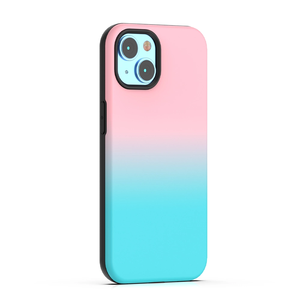 Nouveau style 2 en 1 Coque arrière mobile personnalisée à double dégradé de couleurs peintes pour iPhone 15 14 13 12 11 PRO Max Coque de téléphone portable en TPU PC antichoc combo