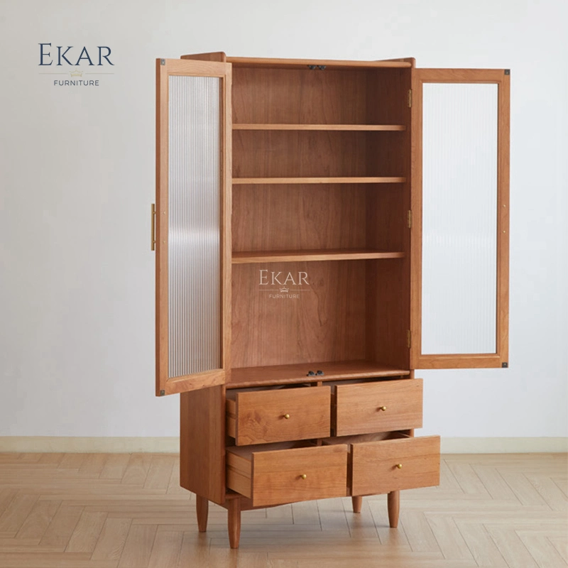 Ekar de diseño clásico de estantería de mobiliario moderno salón de madera maciza Armario de libro