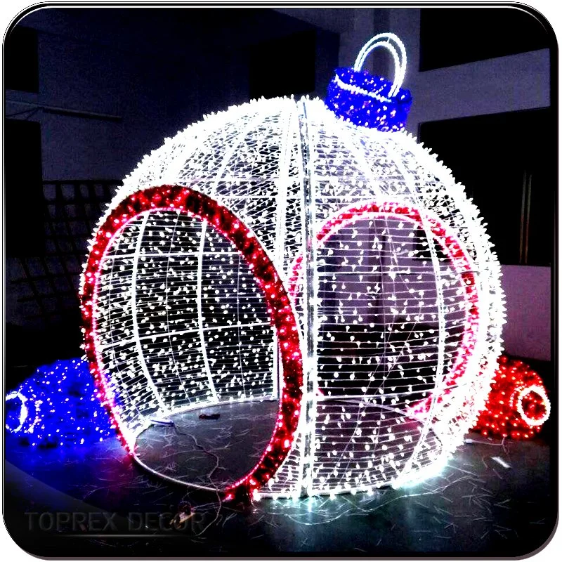 Customizable Weatherproof Rope Outdoor 3D Large Christmas Ball Motif Light