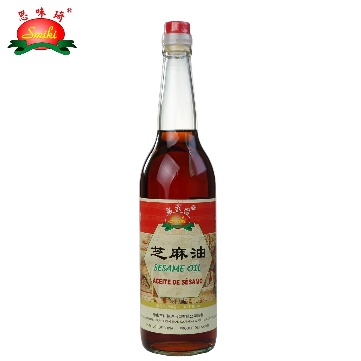 Bouteille de verre Yummy 600ml 100 % Pure huile de sésame avec BRC/ISO22000//HACCP Halal de l'usine chinoise à l'Asiatique Recette