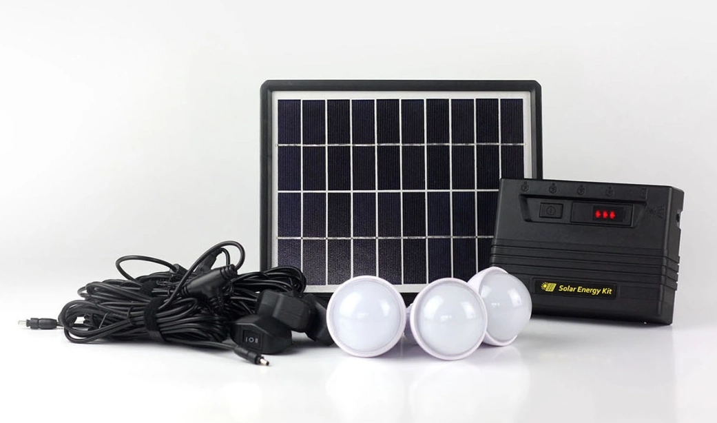 5W/10W Solar Panel Kits with 3 PC Bulbs and Mobile Charger for Household Lighting in off-Grid Area