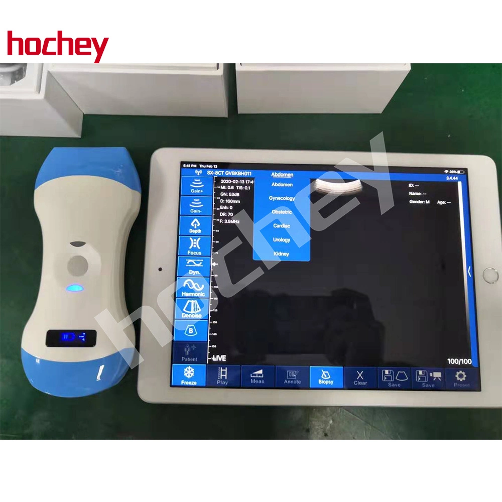 Hochey Medical más reciente Ultrasound 128 Element Wireless Doble Head Mini WiFi Color Doppler