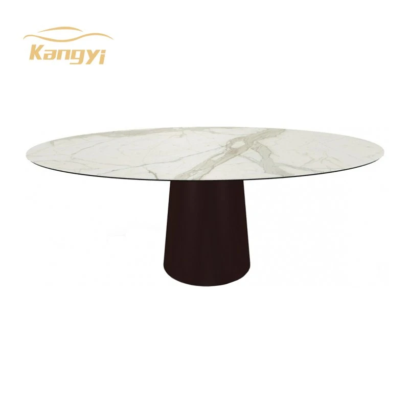 Nouveau design rond peint Haut salon moderne décoration extérieure Table de salle à manger en marbre