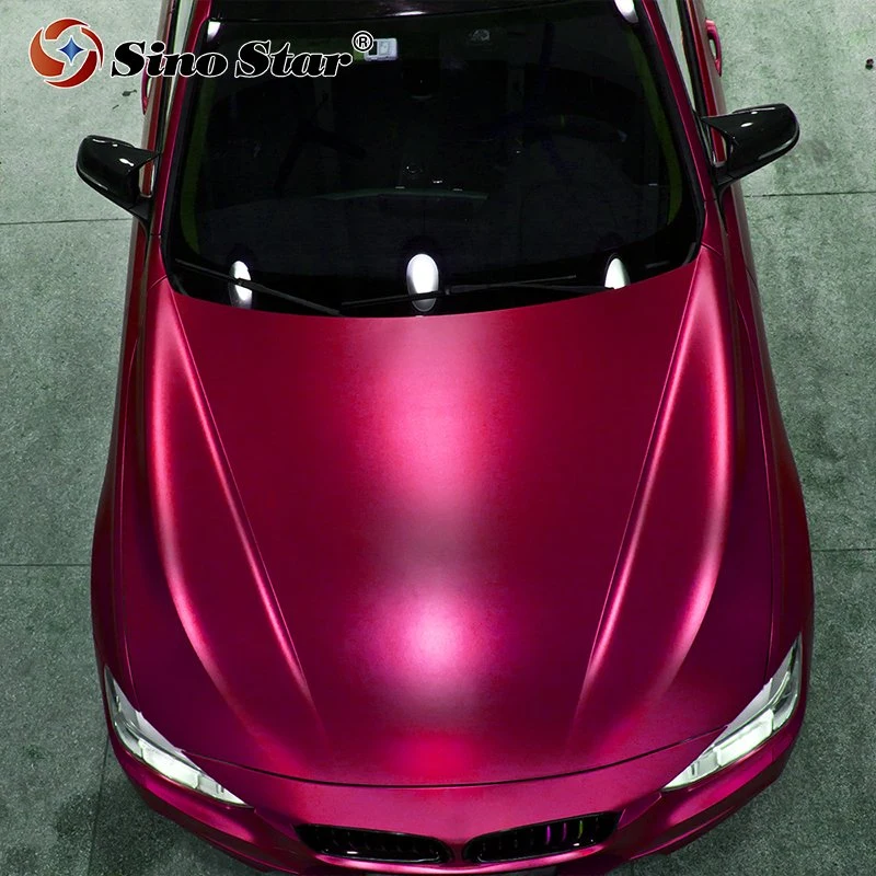 Sino Star S5m04 Premium Red Satin Chrome Vinyl Wrap with Air Bubble Free for Car Wrap Foil Covering / Coating New Car Wrap 1.52X18m