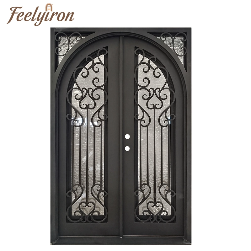 Metal Steel Main Entrance Thermal Break Windows Wrought Iron Double Doors