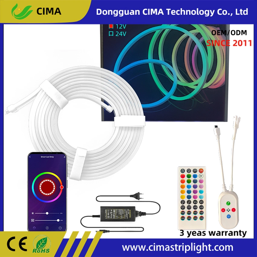 Flexible Colorful IP65 Waterproof SMD3535 RGB LED Neon Light Kit Remote Control DC12V 96LEDs Strip RGB Tape Light