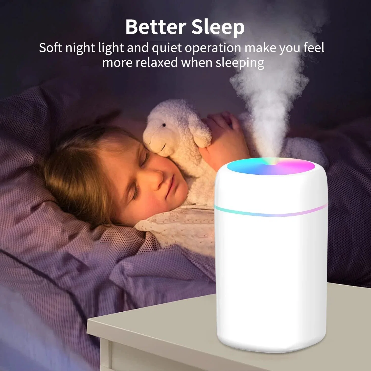 Humidificateur portable à double pulvérisation USB pour la maison, silencieux pour la chambre à coucher, le bureau, la voiture, monté petit humidificateur pour l'extérieur, humidificateur pour l'hôtel.