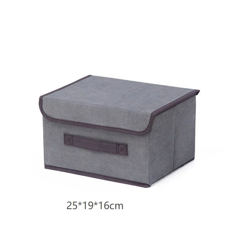 Folding Imitation Linen Non-Woven Fabric Storage Box with Cover