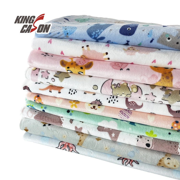 Kingcason Poly un côté des couleurs personnalisées Cartoon Jelly poisson Rgiraffe Dinosau Koala imprime Super tissu mou pour les enfants des couvertures de tissu pour bébé