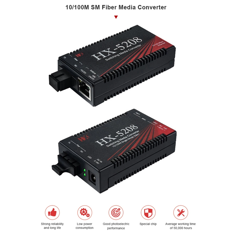 Convertidor de medios de fibra óptica de 10/100/1000m Monomodo multimodo/Media Converter.