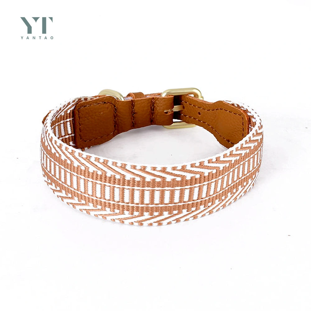 Manufacturer Custom Cow Leather Dog Collar Luxury Design Personalized Nylon Fabric Pet Collar for Dogs