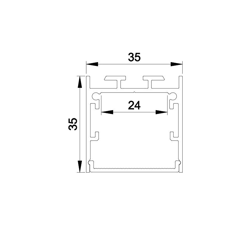 35x35mm cuadrado en forma de U de montaje en superficie suspendida de pared LED Empotrables de perfil de aluminio