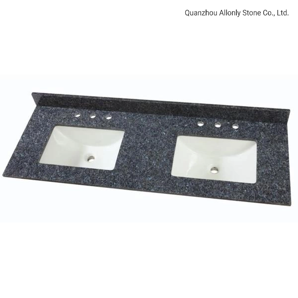 Blue Pearl Granite Double Sink Vanity Top with Cabinet and Sink