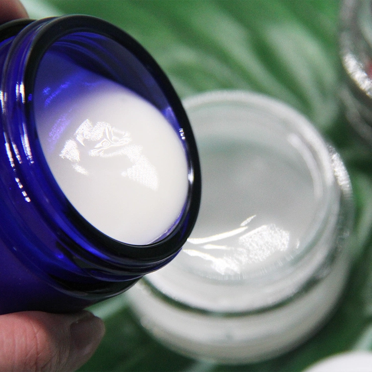 20/30/50g Blue/Green Glass Empty Cream Jar with Inner Lined for Cosmetic Packaging