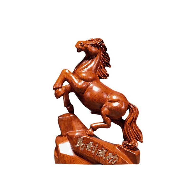 Red Pear Wood Carving Horse Decoration Solid Wood Carving Crafts Redwood Horse