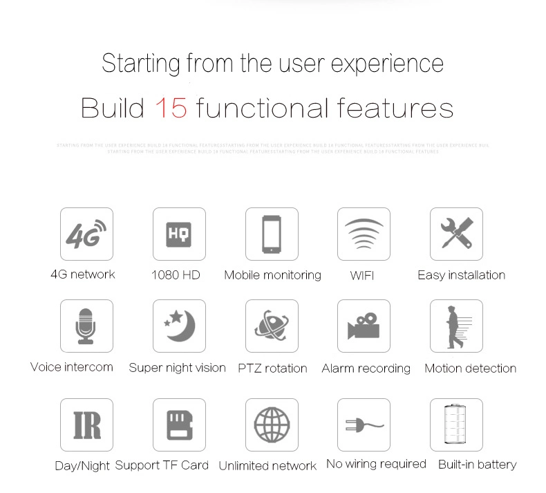 بطاقة SIM بدقة 2.0 ميجابكسل ودقة 1080p وتقنية HD 3G 4G مزودة بتقنية WiFi CCTV اللاسلكية كاميرا مراقبة IP مع وجود مطبات في البطارية شبكة P2P فيديو أمن المنزل