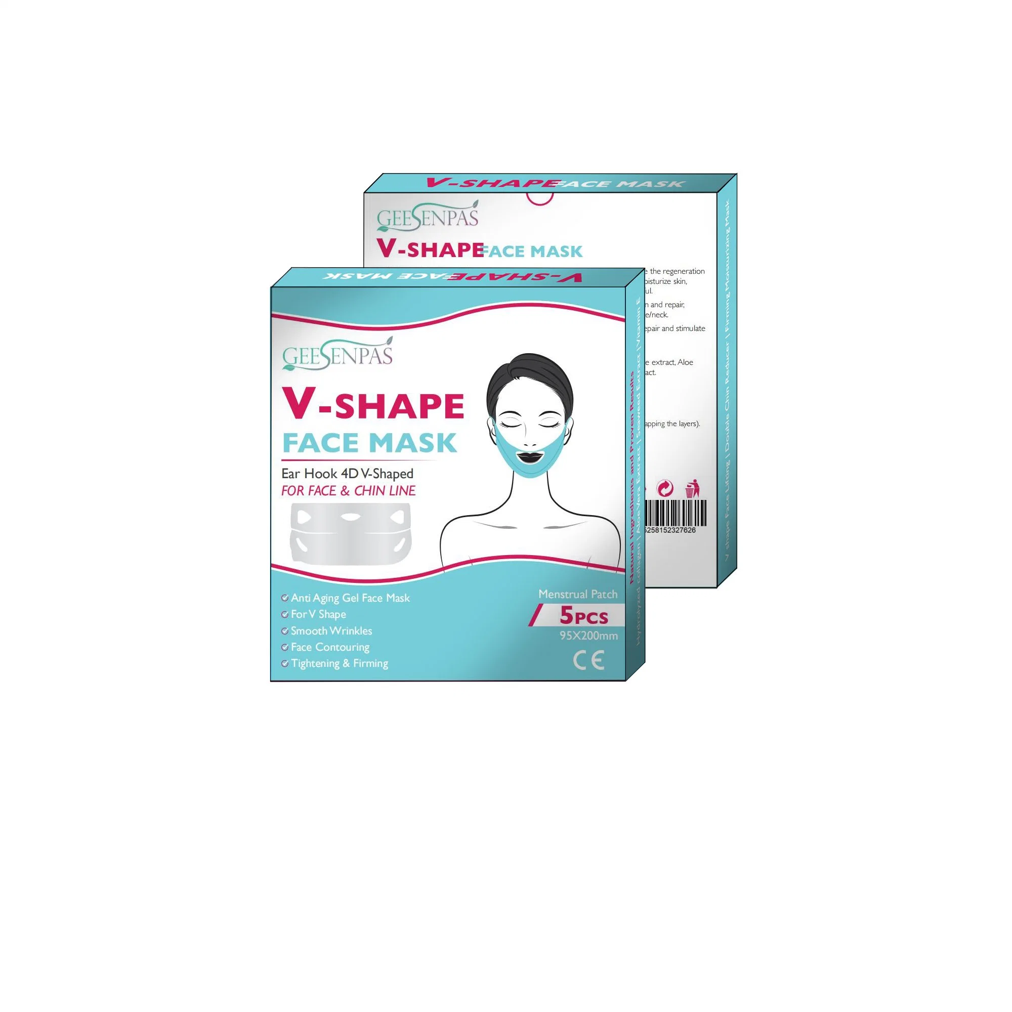 V-Shape Lifting Face Mask Chin Cheek Lift Facial Slimming Ear Hanging Hydrogel Mask Slimmer Thin Face-Lifting Beauty Tool Black Packaging