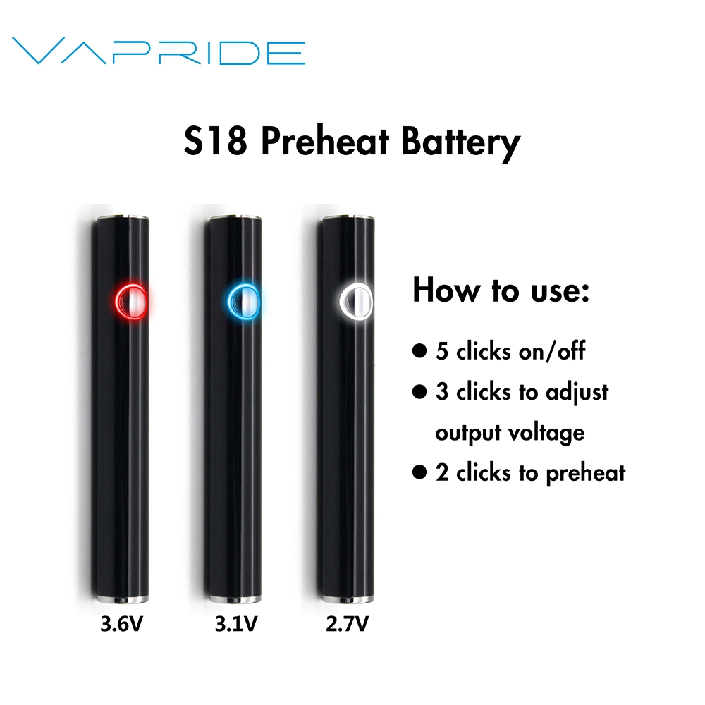 Préchauffage et tension réglable Vapride 380 mAh batterie 510 Vape