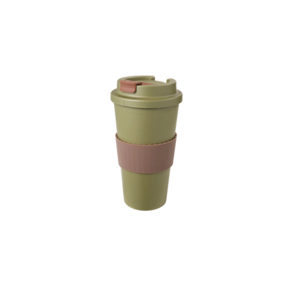 Eco Friendly Nature Material Reusable 450ml 16oz Pure PLA Tea Coffee Mug Travel Mug Coffee Cup Take Away with Silicone Sleeve Solid Color for Home and Office