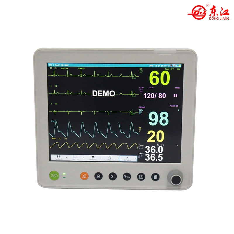 Monitor de paciente multiparamétrico con signos vitales y pantalla LCD TFT de 12"