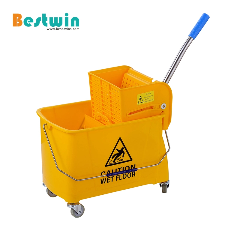 20/24 Liter Yellow Commercial Cleaning Tool Single Mop Bucket with Side Press Wringer