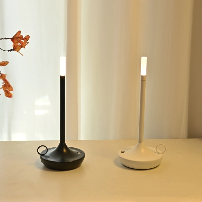 Lampe de table de bureau en métal sans fil à LED rechargeable avec batterie USB.