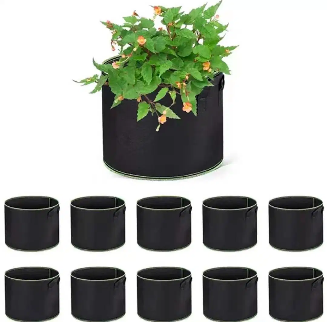 Planting Bag 5 Pieces 7 Gallon Potatoes Radish Vegetables Fruit Resistant to Dirty (5-Pack 7 Gallons, Black)